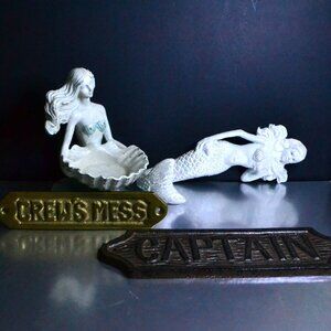 5 Assorted Pieces For Nautical Decor Ship Signs Mermaids Fish Storage